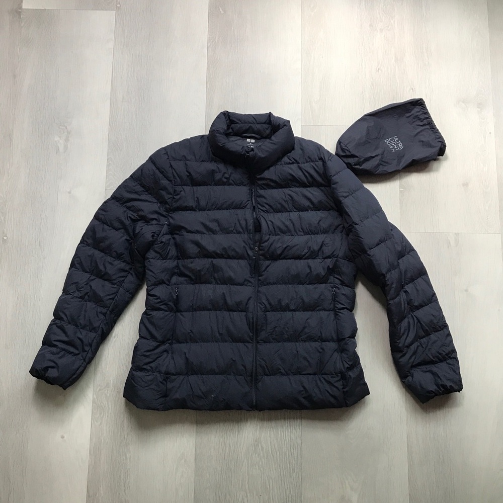 UNIQLO ULTRA LIGHT DOWN BLUE QUILTED WOMENS XL WITH BAG